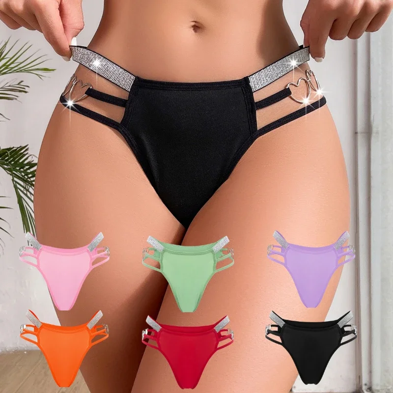 New Sexy Women Panties Silver Wire Thin with Love Hoop Briefs Low Waist Breathable Seamless Comfortable Underwear Women