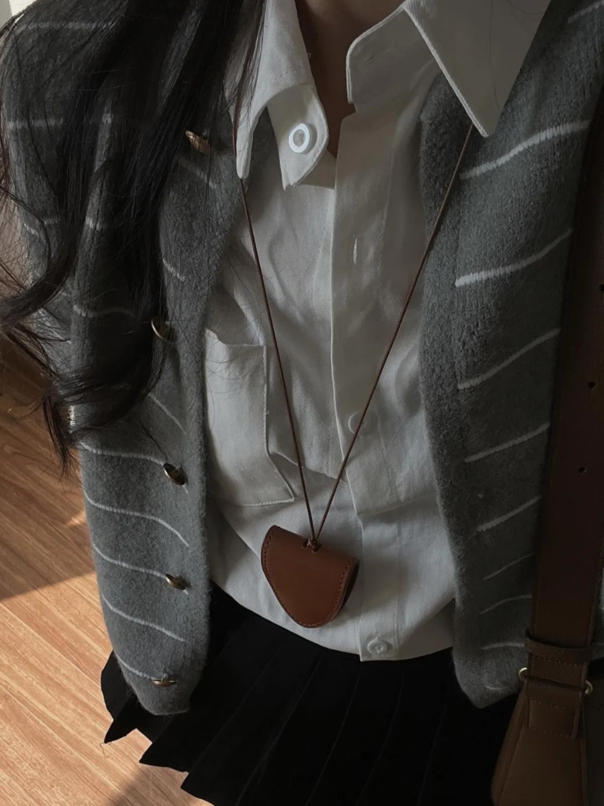 

Retro Striped Knitted Cardigan Women's ort Design round Ne Single Button Sweater Outerwear Autumn Korean Sle Loose Fit