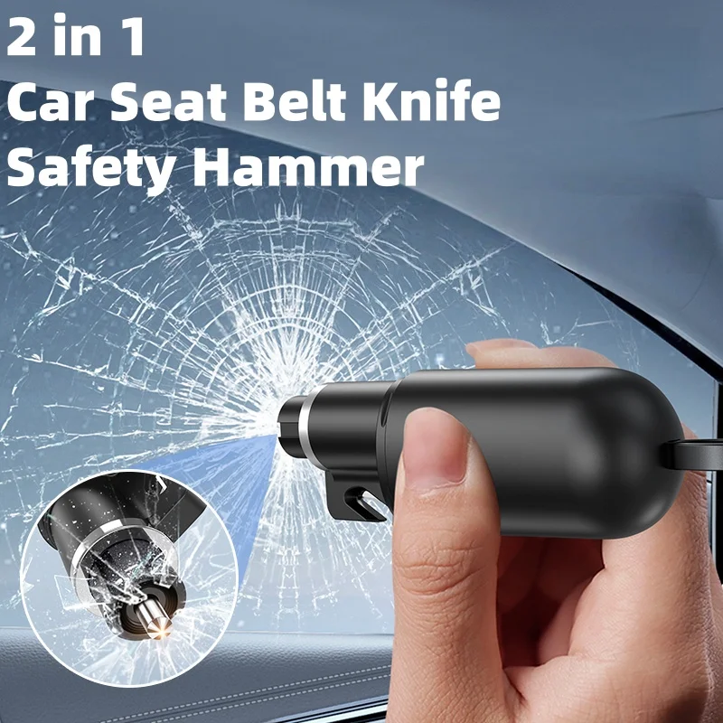 2 In 1 Car Window Glass Breaker Safety Hammer Seat Belt Cutter Auto Life-Saving Escape Emergency Accessoyies Tool Kit