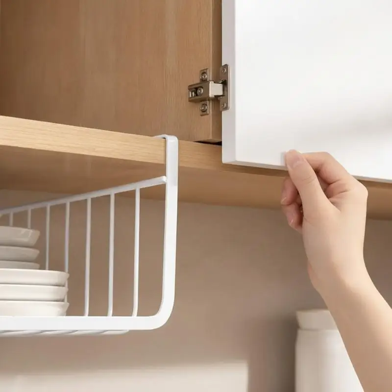 Carbon Steel Under Cabinet Hanging Storage Rack Large Capacity Easy Install for Kitchen Under Sink Cleaning Supply Holder