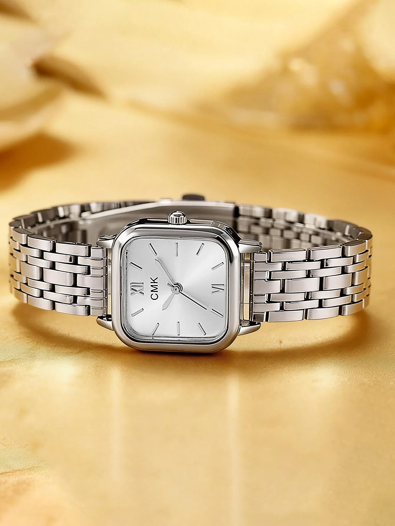 

Элегантные квадратные женские наручные часы, циферблат с римскими цифрами, ремешок из нержавеющей стали, минималистичные кварцевые часы для женщин, идеальный подарок