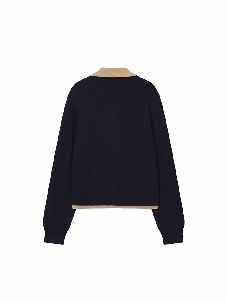 النمط الأوروبي والأمريكي الخريف والشتاء تصميم الملابس النسائية العصرية البسيطة قميص بولو متماسك #2