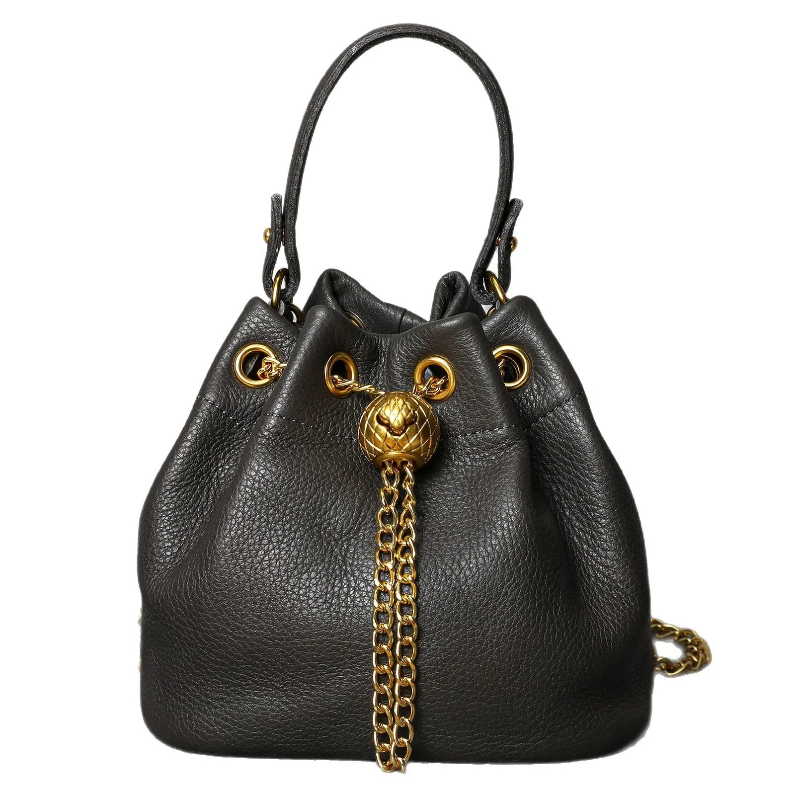 

New Vintage Fashion Chain Bag Genuine Leather Multi-Way Bucket Bag for Women Compact Stylish Crossbody Purse