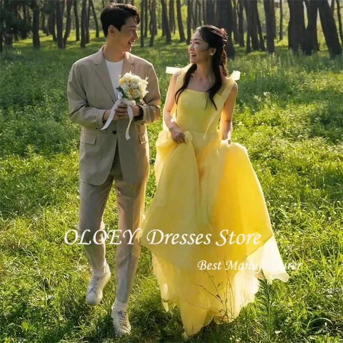 

OLOEY Fairy Women Evening Party Dresses Korean Wedding Dresses Photo Shoot Customized Corset Back Bridal Reception Dresses