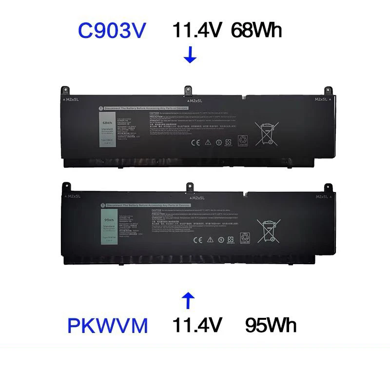 C903V PKWVM Laptop Battery for Dell Precision 15 7550 7560 17 7750 7760 P44E P93F CR72X 17C06 447VR 68ND3 J0VNR 11.4V 68Wh/95Wh