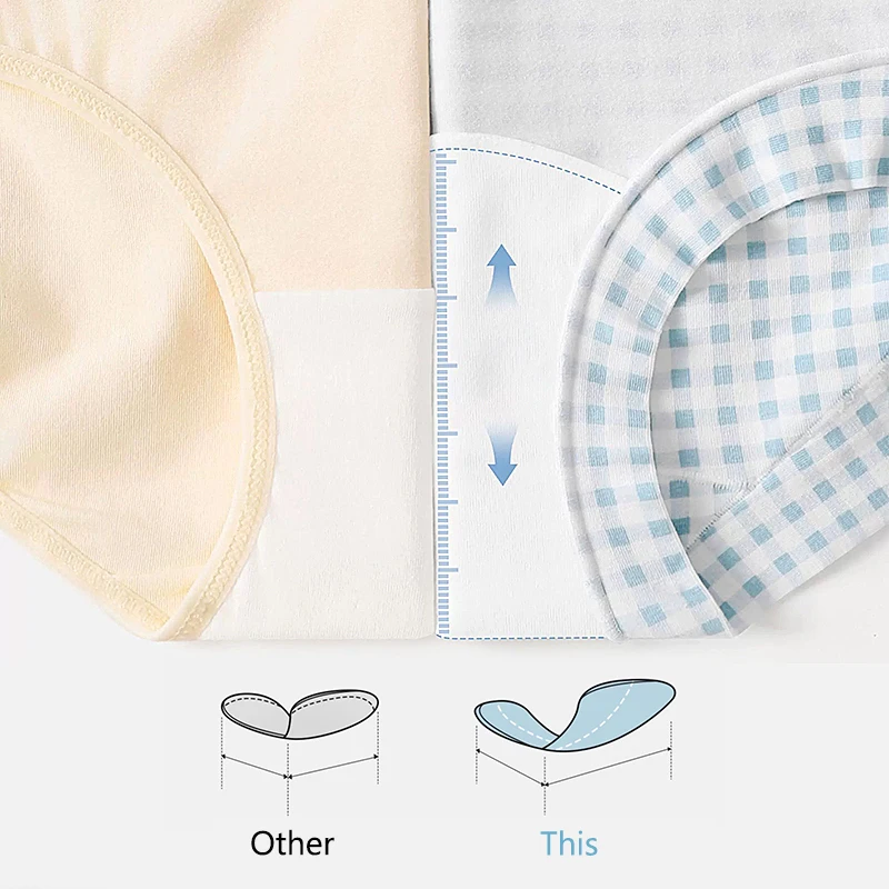 FallSweet 5PCS Women's Cotton Panties Plus Size Lingerie Blue White Plaid Underpant Seamless Boxers High Elastic Invisible Brief - Image 5