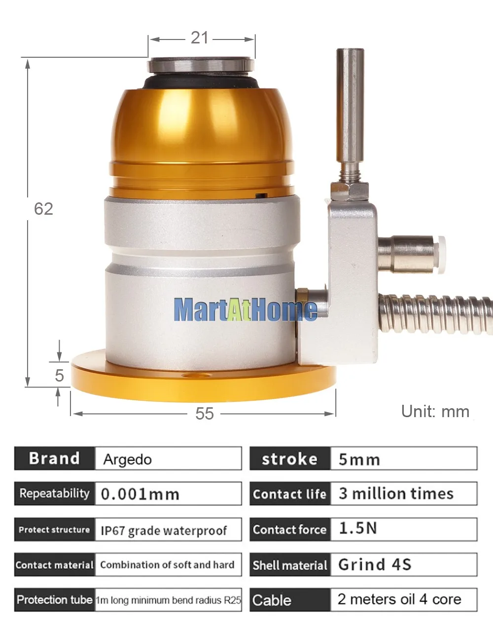 CNC Z-Axis Tool Setter Touch Setter Height Waterproof 24V DC with 2 Meters Cable for CNC Router Machine