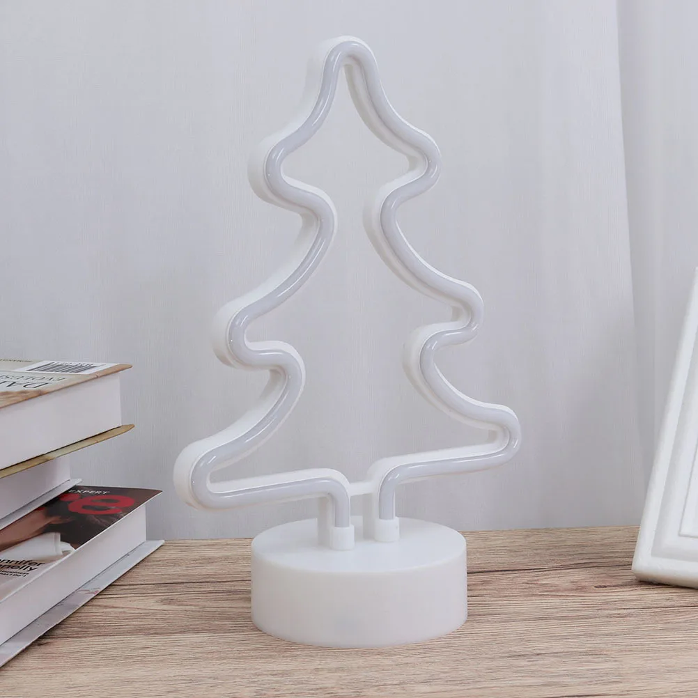 2 Pcs Christmas Tree Table Lights Shape Lamp Party Decorative Neon Lamps Dining