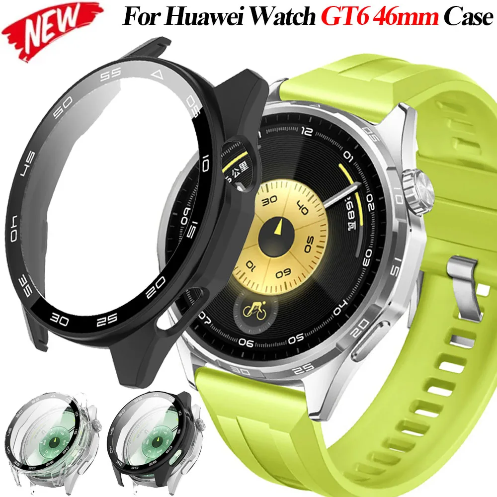 

Tempered Glass Film+Case For Huawei Watch GT6 46mm Official Scale Screen Glass Protective Shell For Huawei Watch GT6 46mm Cover