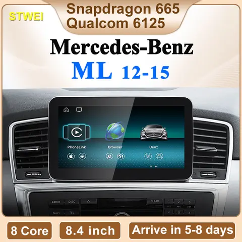 Lecteur vidéo de voiture Android 13 Carplay, écran de limitation de navigation, 8 cœurs, Qualcomm665, Mercedes Benz Classe M W166 ML250 ML350