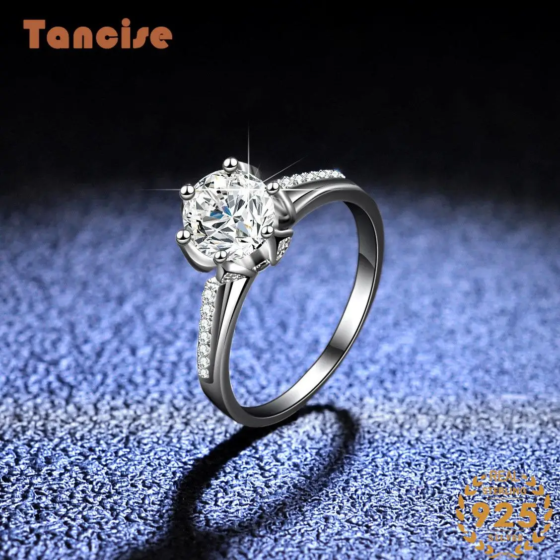 

Tancise Classic 925 Sterling 1 Carat Moissanite Ring for Women Ladies Jewelry Wedding Promise Party Gift