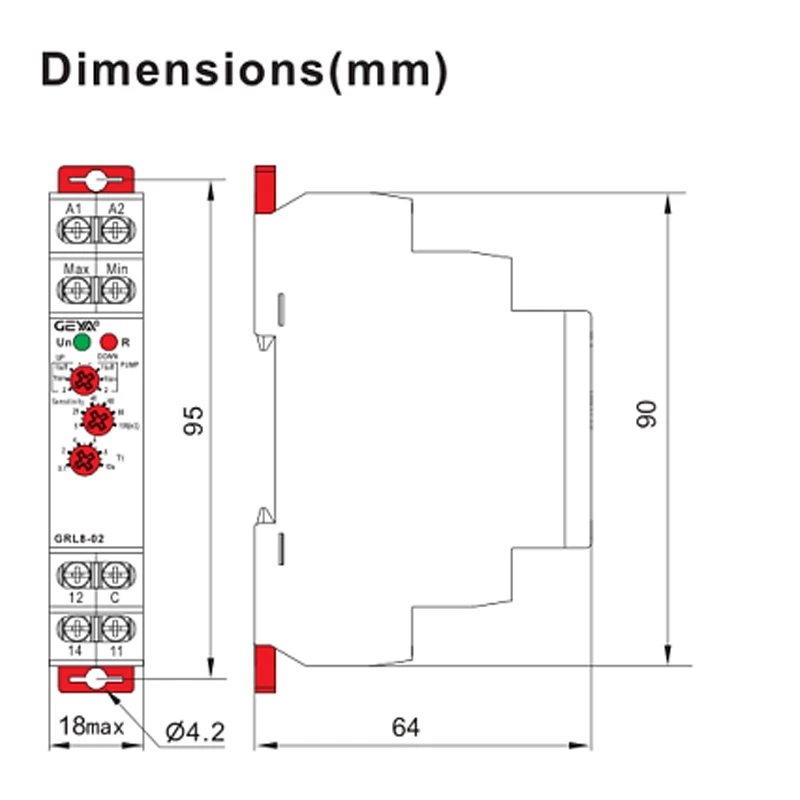 GRL8-02 Liquid Control Relay Level Control Relay 10A ACDC24V-240V Wide Range Voltage Water Pump Relay