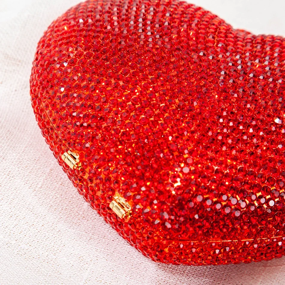 Heart Shaped Crystal Evening Clutch Bag Women Luxury Designer Chic Boutique Novelty Rhinestone Purses And handbag Wedding Party