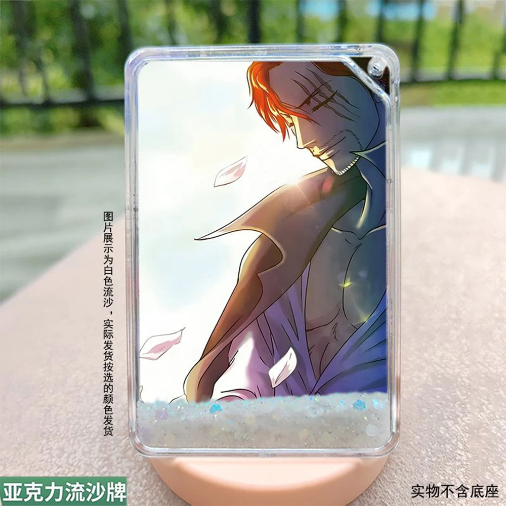 One Piece Shanks DIY White quicksand card bricks Anime Boy Collection Table ornaments Acrylic transparent Holiday gifts