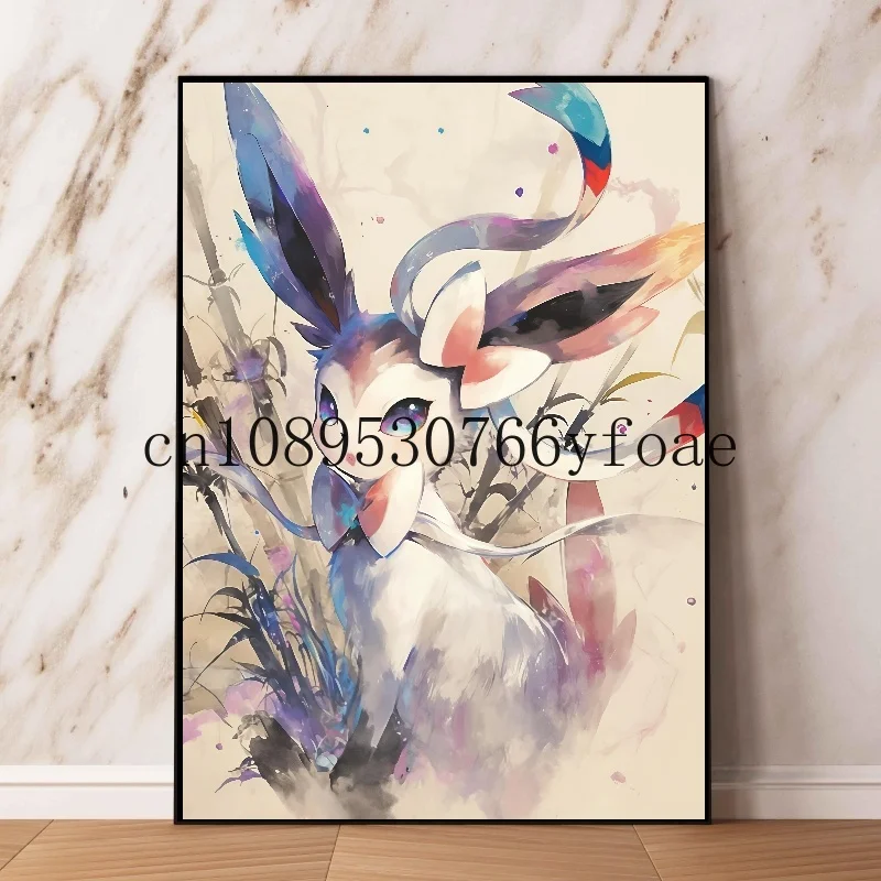 クラシックアニメポケモン水墨画絵画キャンバス絵画ポスターとプリント壁アート画像リビングルーム子供ギフト用