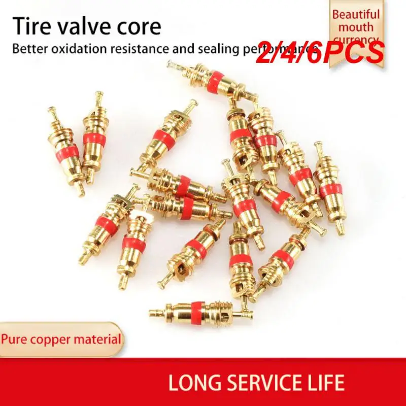 2/4/6PCS Tire Valve Core Anti-corrosion Resistant Pure Copper Alloy Bike Valve Core Top Quality Reliable Mouth Core