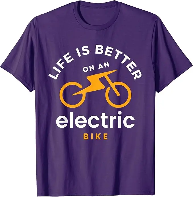 Funny Life Is Better with An E-Bike Electric Bike Battery T-Shirt Y2k E-MTB Graphic Apparel Soft Cotton Saying Tee Life Style