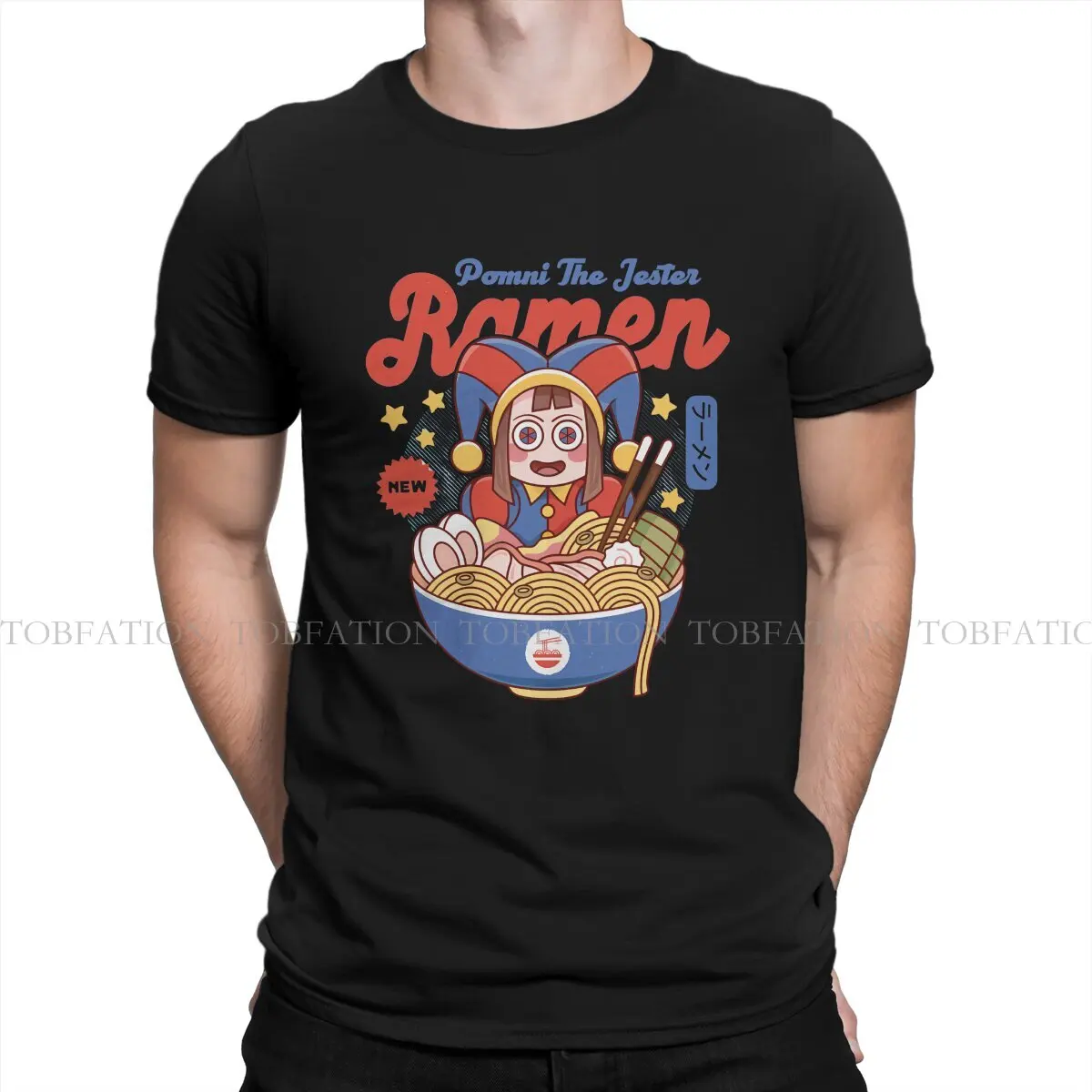 Camiseta clásica de 100% algodón para hombre, camisa con estampado de Pomni The Jester Ramen, el increíble circo Digital, gran oferta