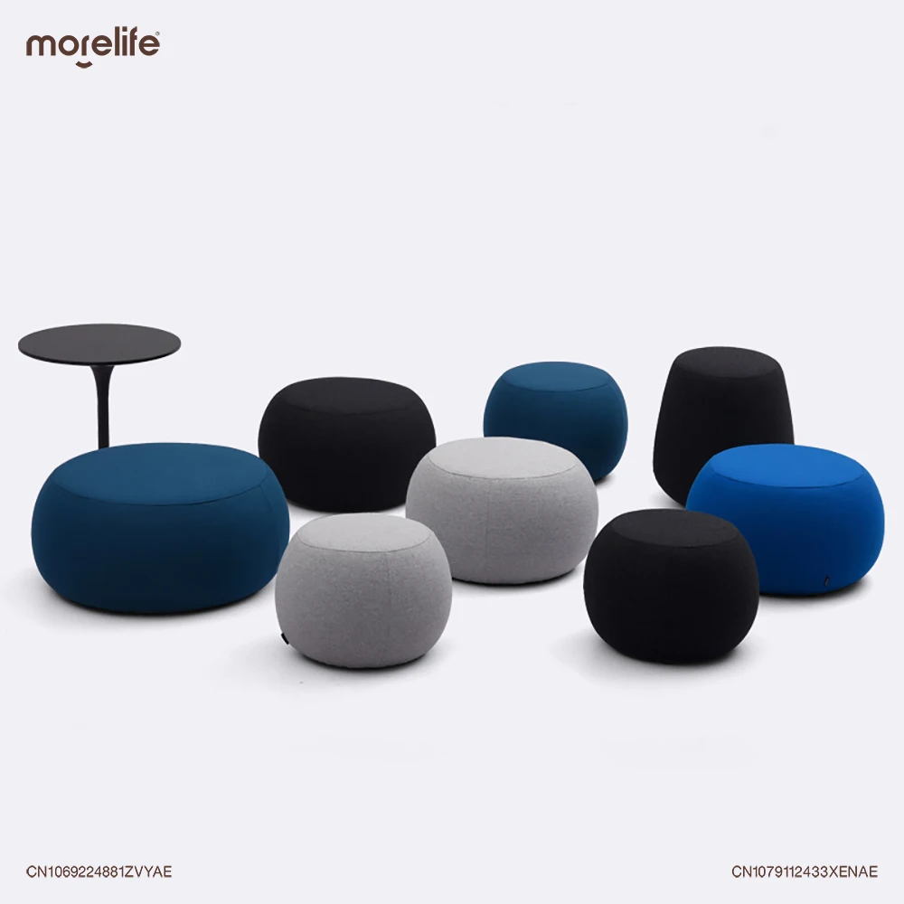 

Nordic Fabric Sofa Stools Living Room Leisure Art Circular Stool Shoe Changing Stool Stone Shaped Decoration Home Furniture