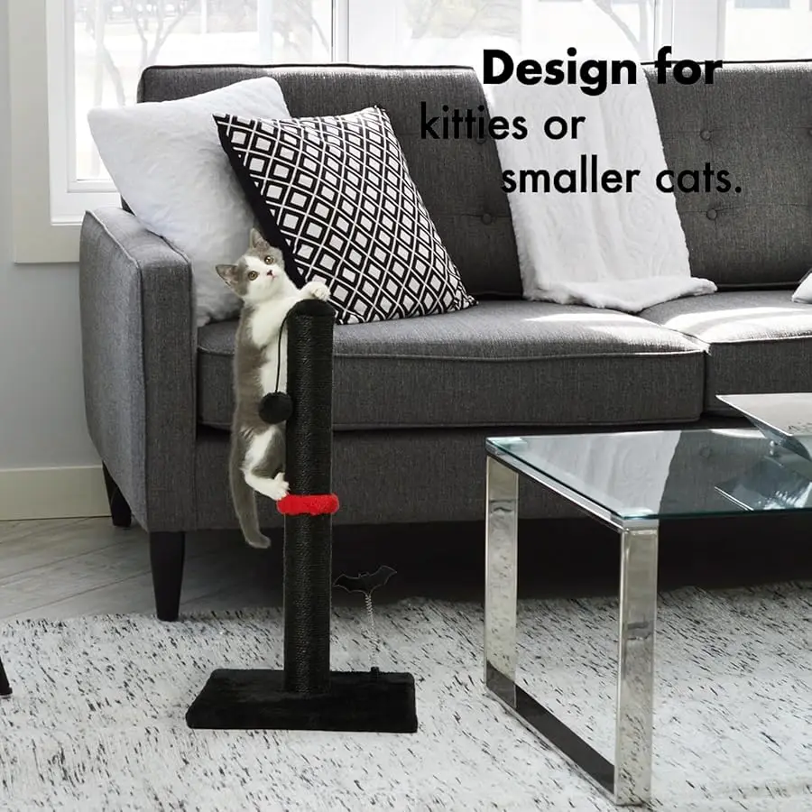 عمود خدش للقطط من MECOOL مع كرة معلقة للخدش العمودي للقطط والقطط الداخلية، أسود #5