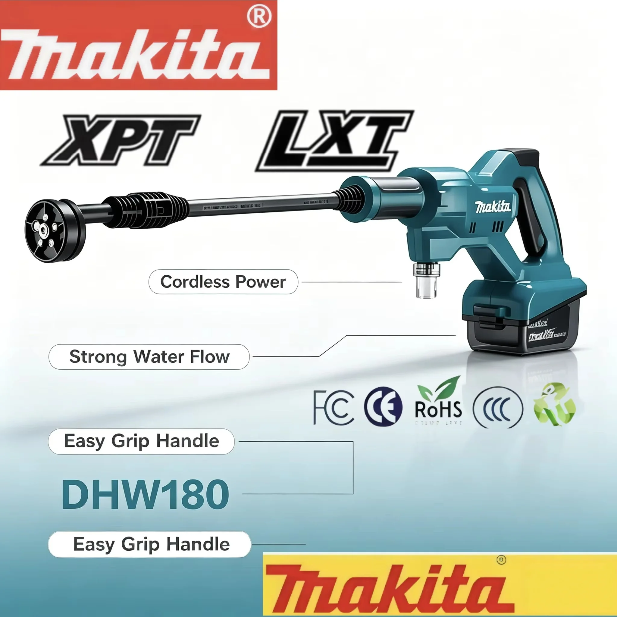 2026 New Model Makita DHW180 18V LXT Cordless High‑Pressure Washer Portable High‑Flow Battery Powered Cleaning Power Tool