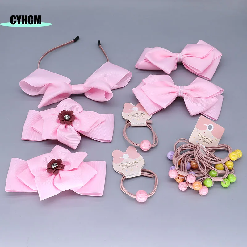 

New Fashion pink girls hair ties set hair clip Elastic hair band hair rubber band hair accessories for women K06-5