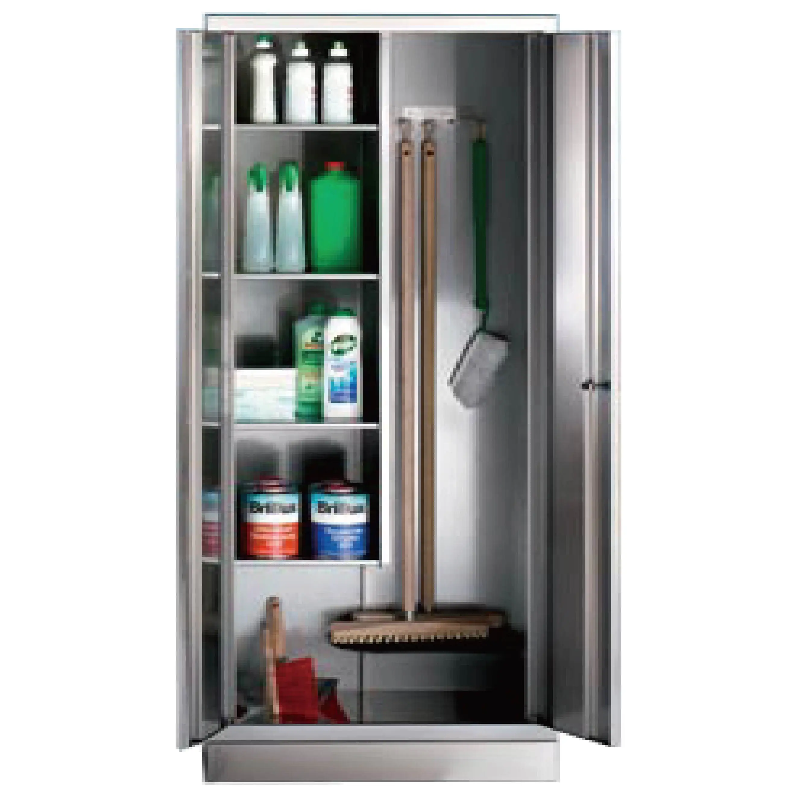 

New Design Mobile Factory Customized Multi Shelves 304 Brushed Stainless Steel Cleaning Cabinet for Cleaning Tools