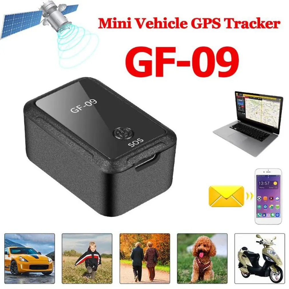 Minirastreador GPS GF-09 para coche, localizador antirrobo, antipérdida, montaje magnético fuerte, posicionador de mensajes SIM, seguimiento en tiempo Real