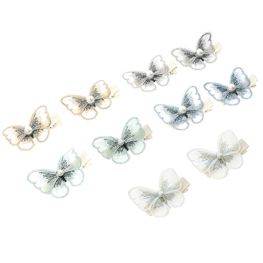 10 Pcs Three-Dimensional Butterfly Barrettes Mixed Color Hair Clips Temperament Girl Fairy Jewelry for Women Accessories Alloy