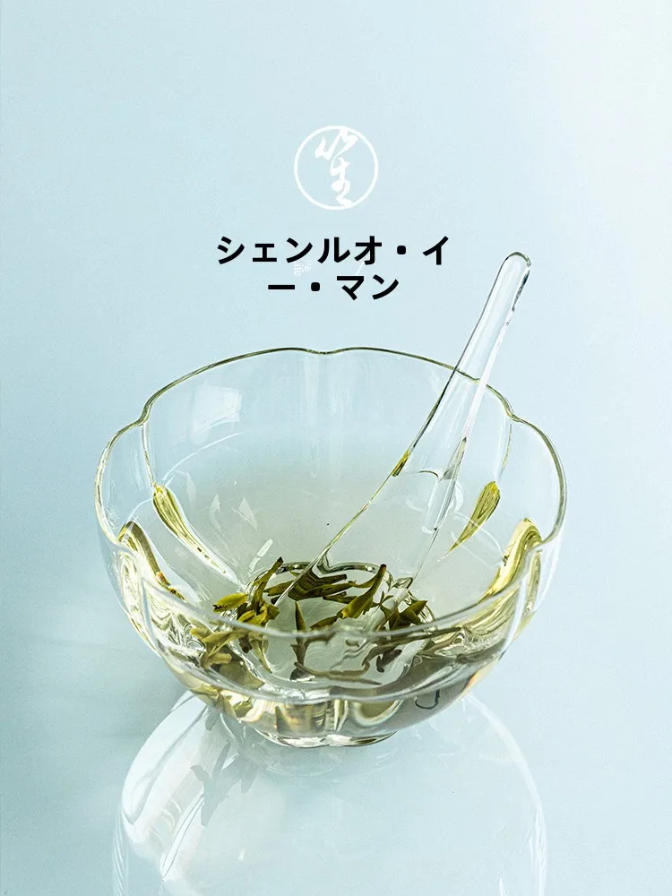 

Handmade Glass Green Tea Bowl Large Capacity with Spoon Single Person Home Use Tea Set High Quality Heat Resistant Glass Bowl