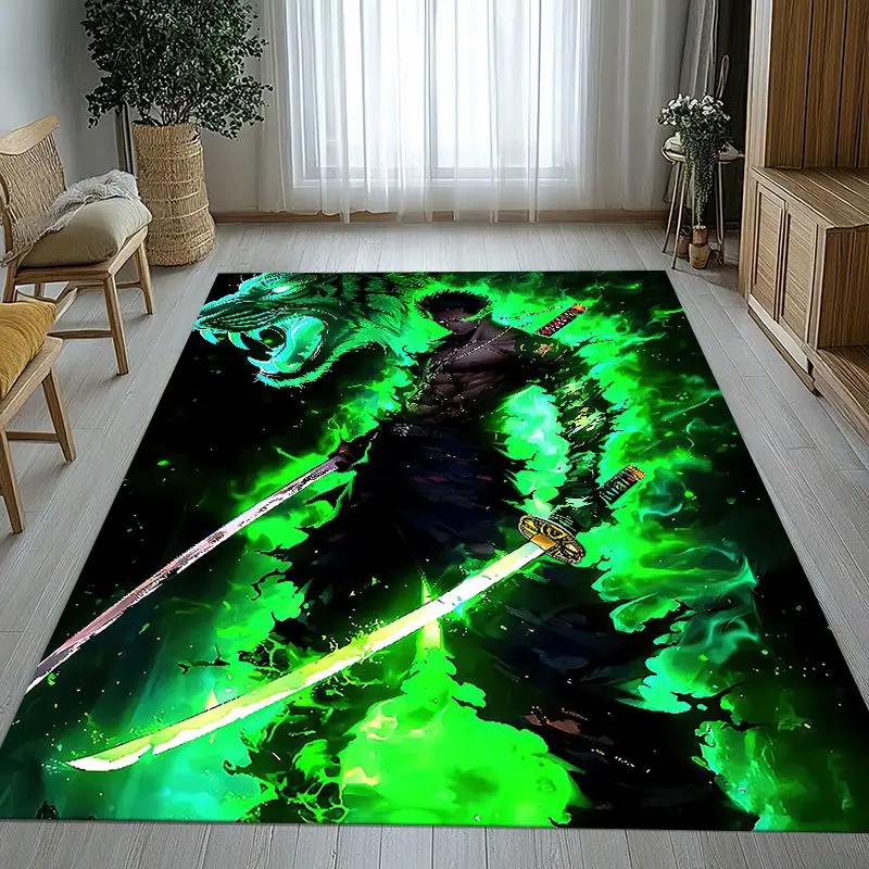 Anime Zoro One P-Piece Straw Hat Pirates Soft Non-Slip Area Rug for Living Room,Bedroom Playroom Carpet Mat for Sofa,Home Decor