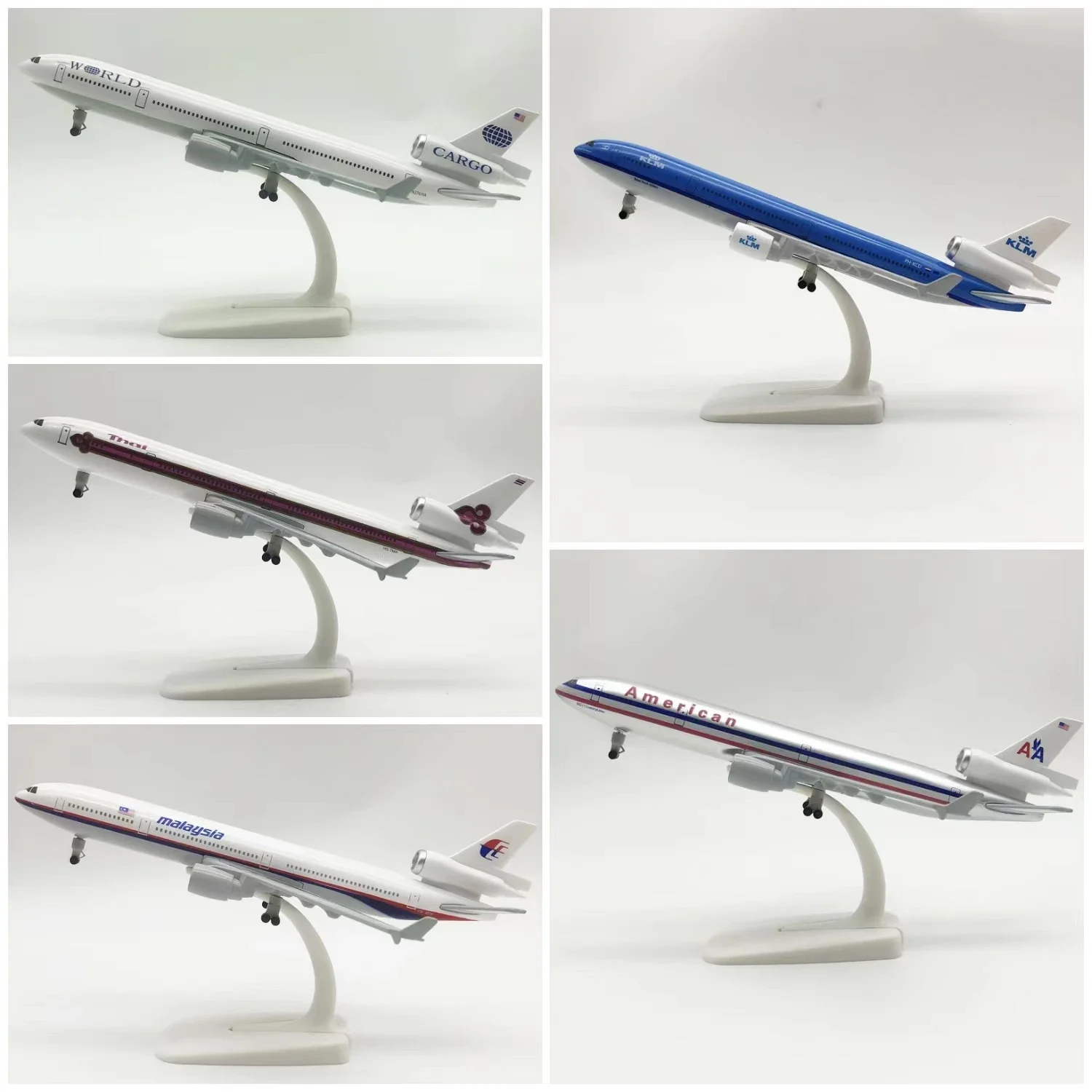 20cm Alloy Metal Air Malaysia Netherland KLM American Thail WorldCargo MD MD-11 Diecast Airplane Model Plane Model Aircraft