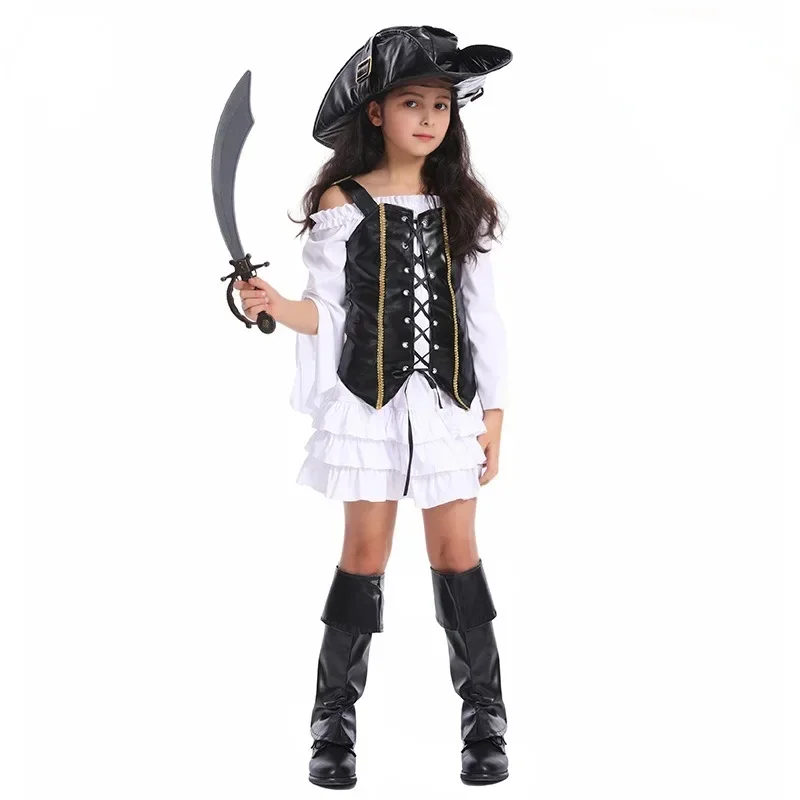 Children Little Girl Pirate Cos ostume Performance Costume Halloween Girls Pirate Party Costume Cos # 1 # W.