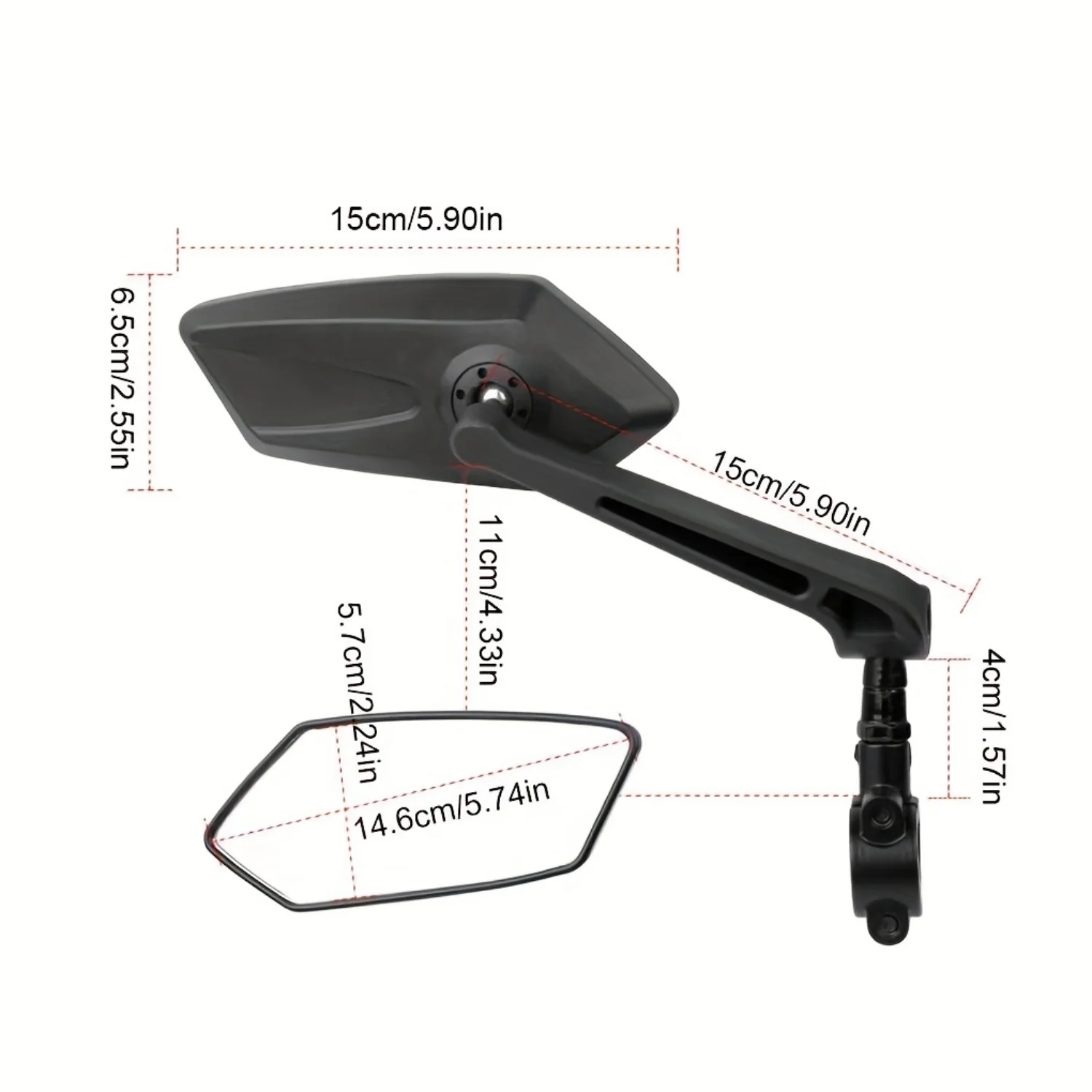 2pcs (1 Pair) Bike Handlebar Mirrors - Adjustable Wide Angle Rear View, 360° Rotatable Safety Glass Design for Bicycle, Ebike,