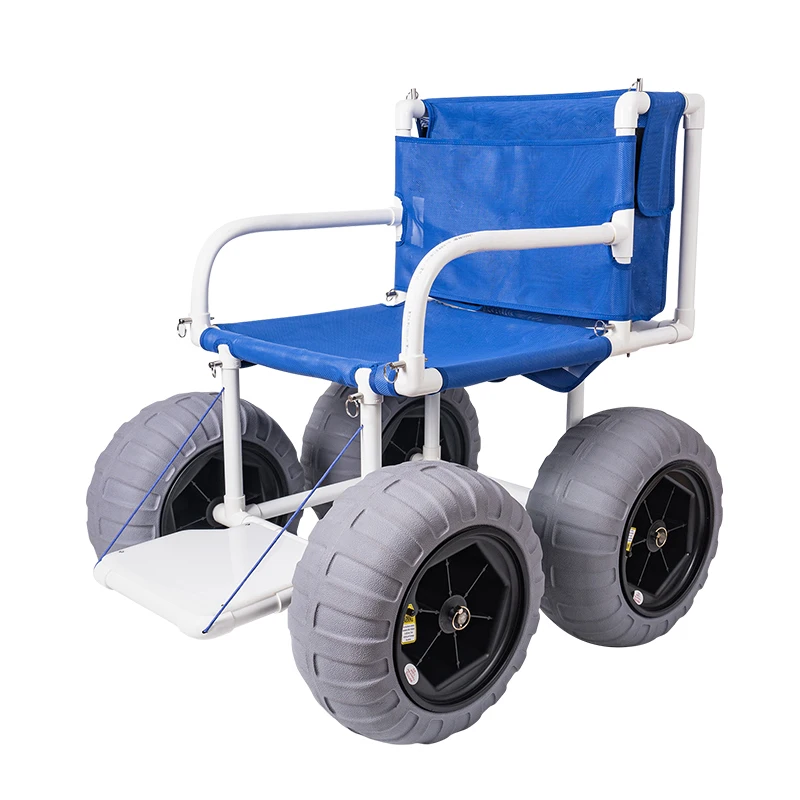 

Stainless PVC Handicapped Beach Chair For Old People Detachable Manual Seaside Wheelchair With Big Size Off-road Wheels