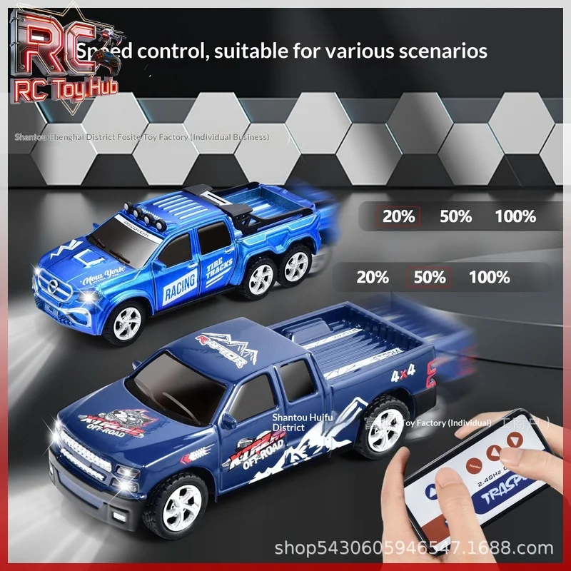 

Миниатюрная радиоуправляемая машинка-внедорожник из сплава, масштаб 1:64, с LED-подсветкой, регулируемой скоростью, для детей, для гонок в помещении и на улице