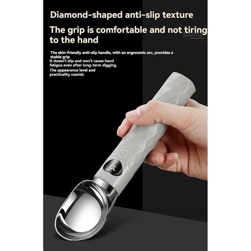 AB66-Electric Heated Ice Cream Scoop - Rechargeable, Self-Melting, Kitchen Gadget For Easy Serving