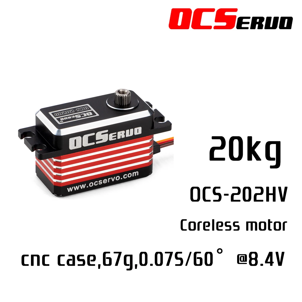 OCS-202HV OCServo 8.4V 0.07Sec 20kg.cm Servo ingranaggi in acciaio Coreless ad alta velocità a basso profilo