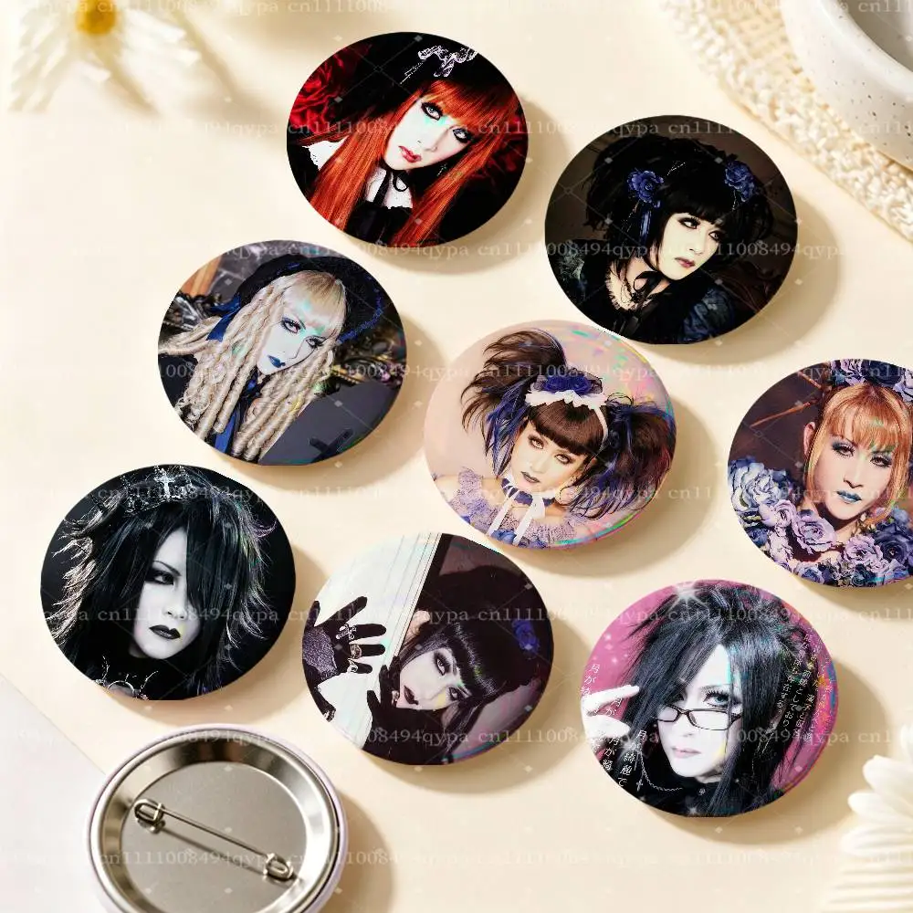 M-Mana Sama M-Malice Mizer Button Supplies Round Badge Pins Clothes Decor Metal Pin Back Cover Metal Cover Laser Film