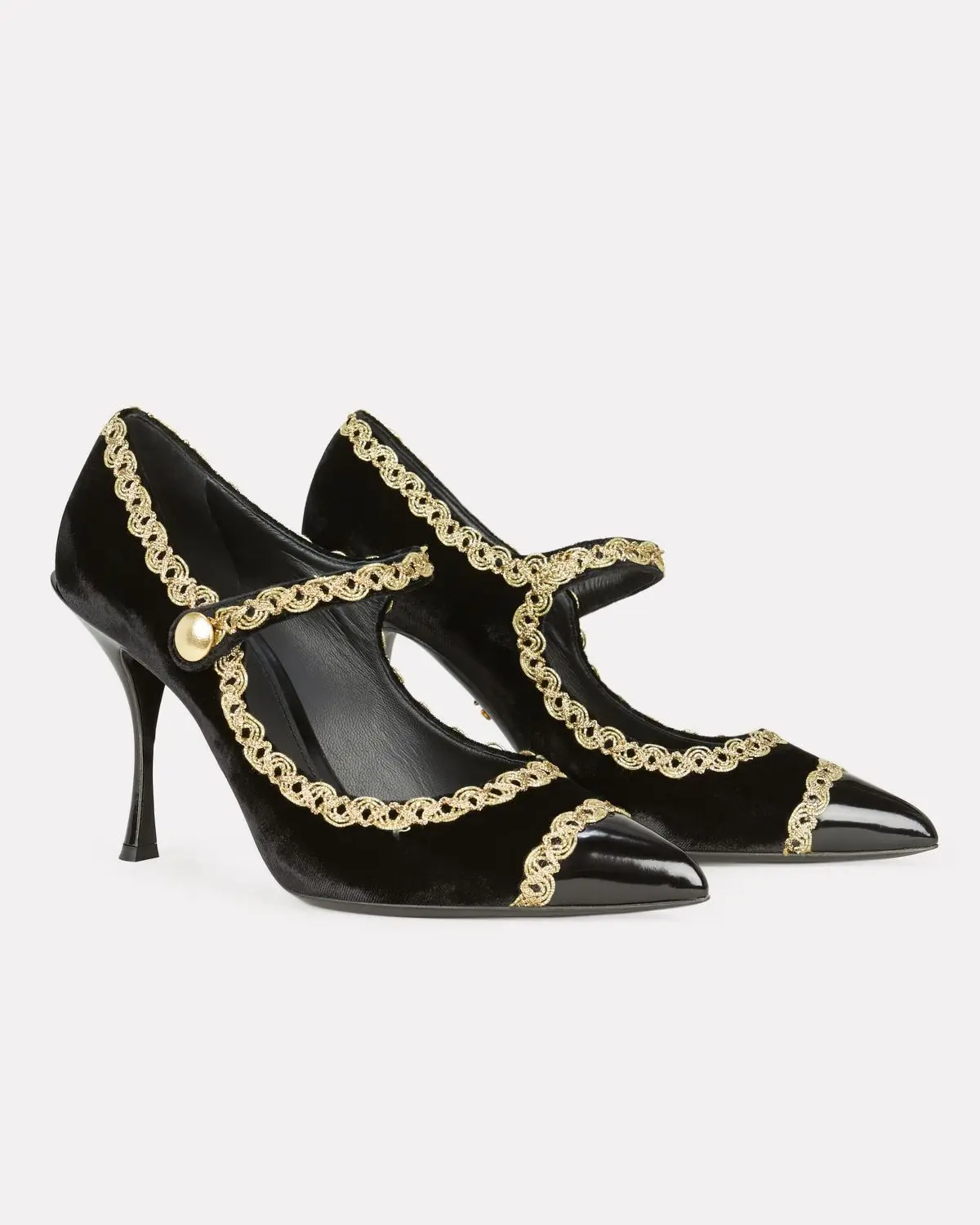 Patent Leather Pointed Toe Patchwork Women Marry Jane Shoes Stiletto High Heels Buckle Strap Design Large Size Pumps Shoes