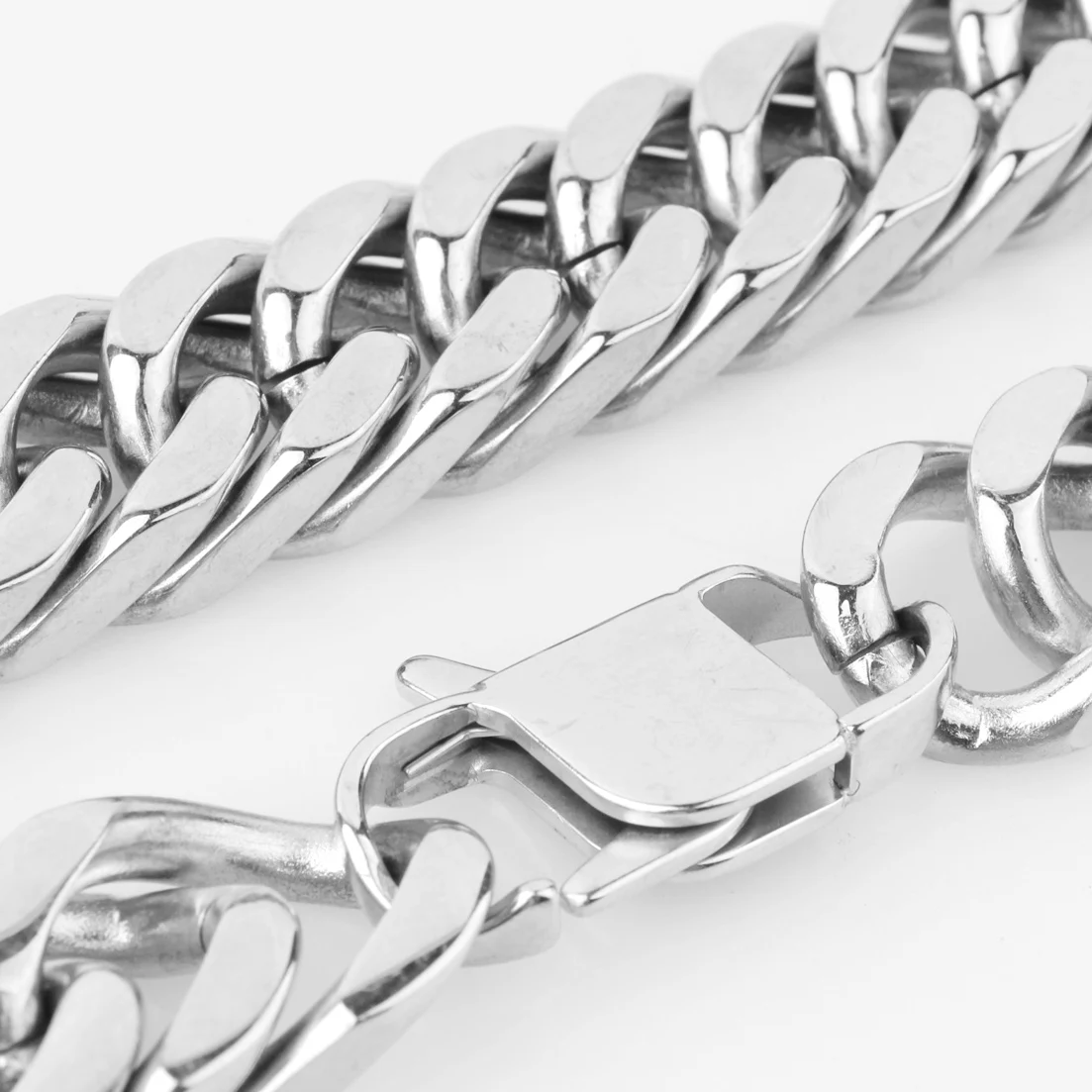 10/12/14/17mm wide Heavy Polished 316L Stainless Steel Curb Cuban Chain Necklace for Men Boys Waterproof Jewelry Gift