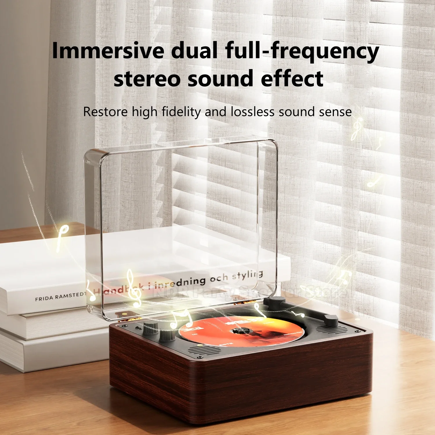 Retro Cd Machine Audio Integrated Album Listening Player Bluetooth Speakers Vinyl Supports CD/Bluetooth/USB/rechargeable Version