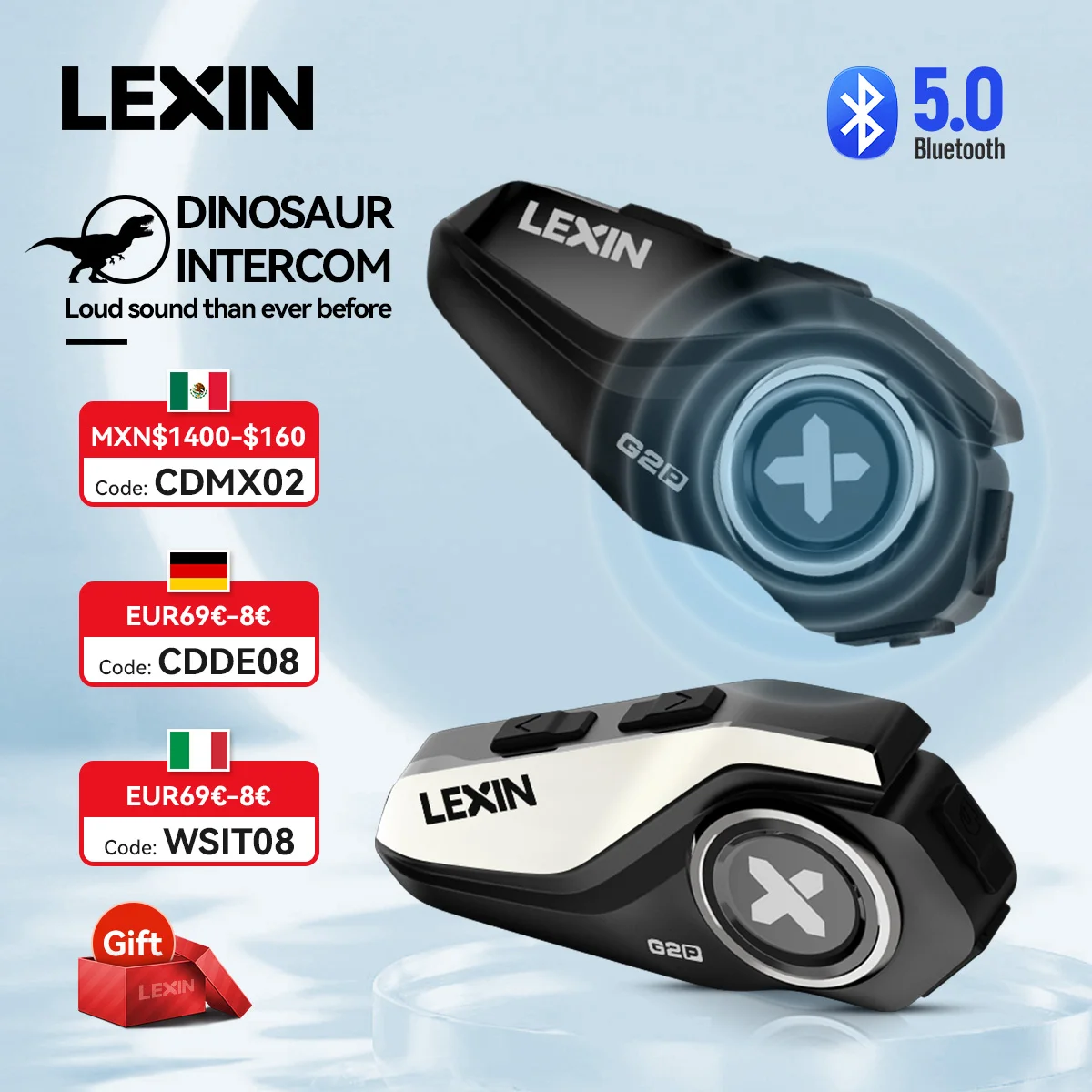 2023 Lexin-G2P Motorcycle Helmet Bluetooth Intercom  Up To Pair 6 Riders&Big Button Design Exchangeable Pattern Shell  120KM/H