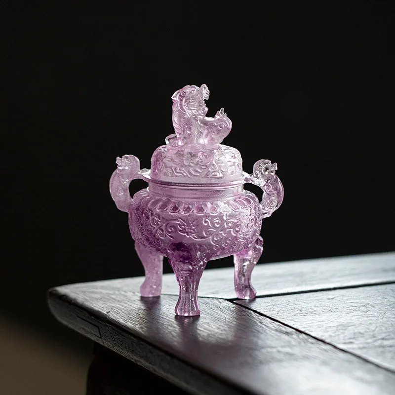 Pastel ancient glazed Lowen incense burner plate incense incense seal burner retro creative table tea pet ceremony ornament