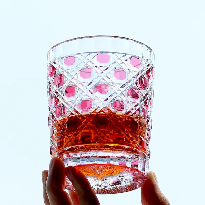 250 мл розовый цвет Edo Kiriko стекло ручной работы хрустальное стекло вино виски бурбон стекло поделки для вечеринки свадьба ремесленные подарки