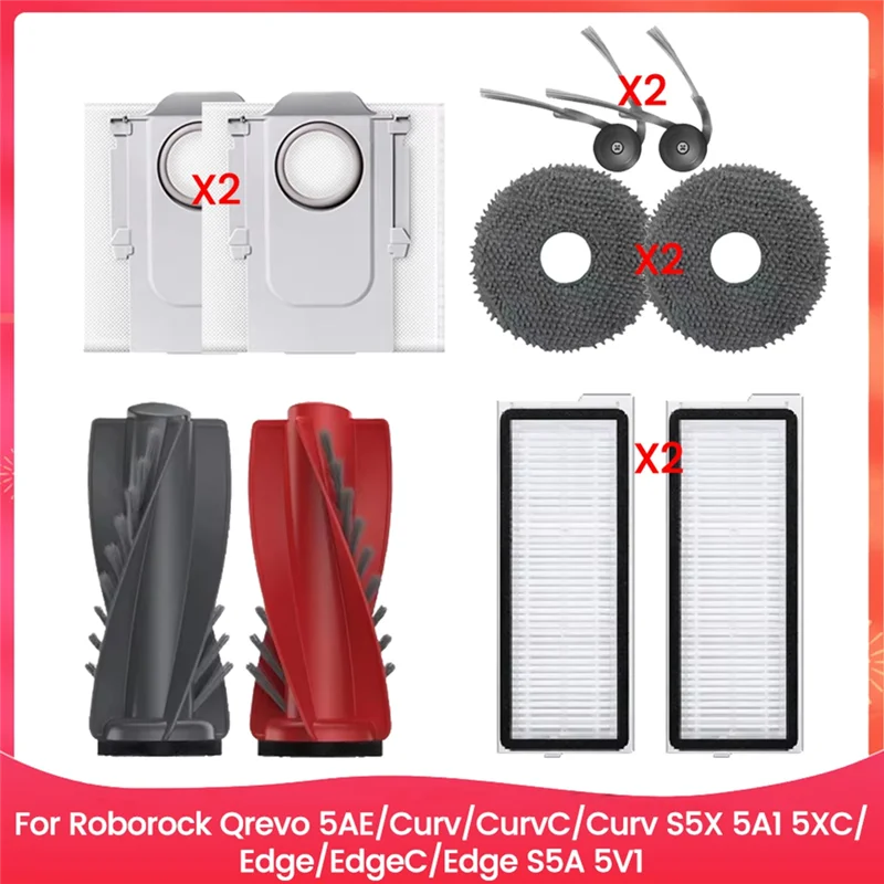 ABBK-untuk Roborock Qrevo Edge/Qrevo Edge S5A Sikat Sisi Utama Filter Hepa Kantong Debu Suku Cadang Kain Pel