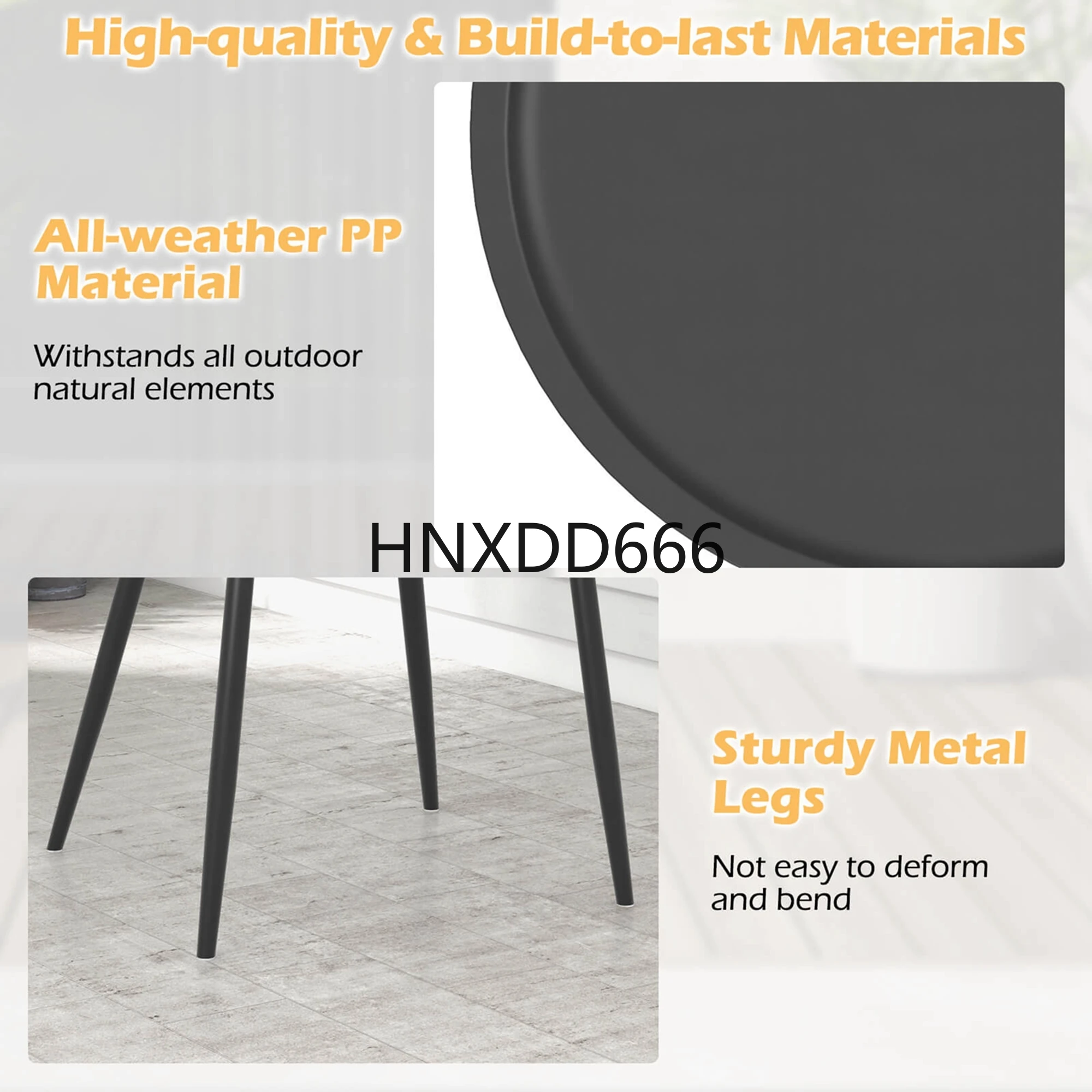 3 Piece Patio Bistro Set All Weather Heavy Duty Table and Chairs Set of 2 Black