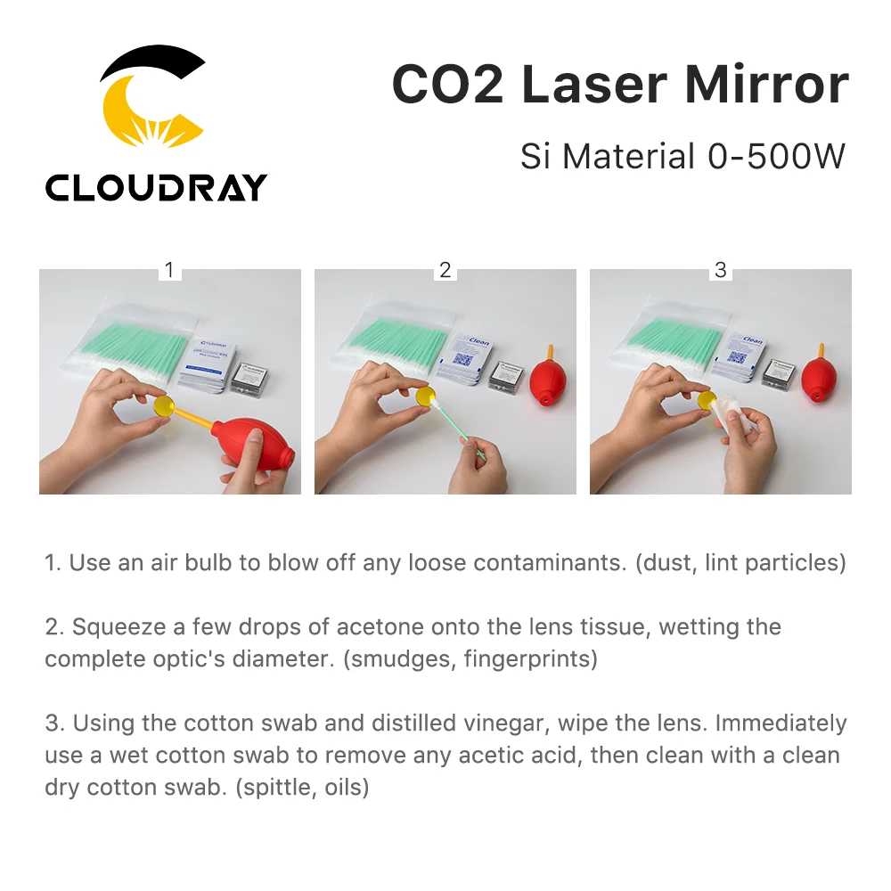 Cloudray 500W Co2 Laser Si Reflective Mirrors Lens Refiectivity 99.6% Black-Coating Reflector Lens for CO2 Laser Engraver