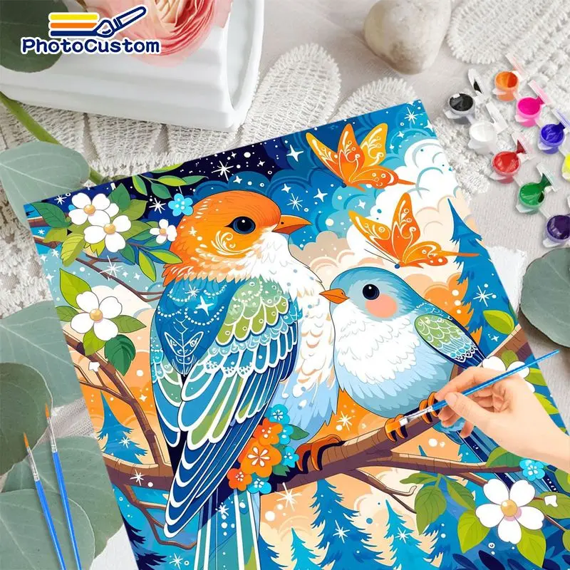PhotoCustom Sparrow Paint By Numbers Personalized Gift Markers By Numbers Animal for Beginners Wall Art Drawing By Numbers