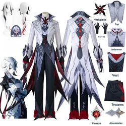 Harlequin Knave Cosplay Costume Wigs Genshin Impact Fatui The Knave Harlequin Uniform Eleven Fatui Harbingers Arlecchino Outfit